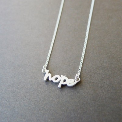 Sterling Silver Hope Necklace, Graduation Gift, Baptism Gift, Handwritten Necklace, Inspirational Jewelry, Grad Gift, Word Necklace