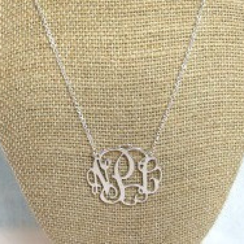 Sterling Silver Initial Necklace - Monogram Necklace - Silver