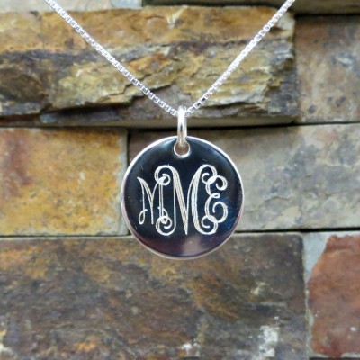Sterling Silver Necklace - 7/8"- Inital Necklace - Personalized - Monogrammed Necklace - Bridesmaids Gift