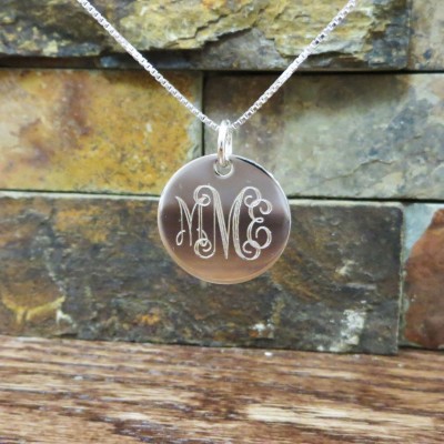 Sterling Silver Necklace - 7/8"- Inital Necklace - Personalized - Monogrammed Necklace - Bridesmaids Gift