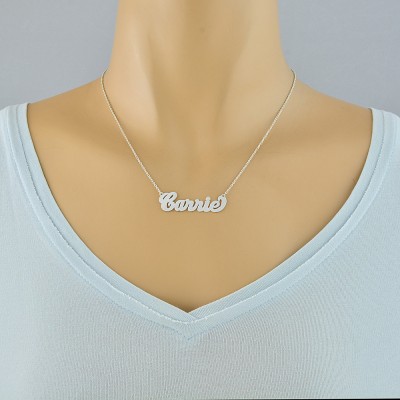 Sterling Silver Personalized Carrie Name Necklace Fine Laser Cut Jewelry SN11
