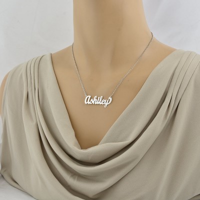 Sterling Silver Personalized Cursive Name Necklace Fine Laser Cut Jewelry SN10
