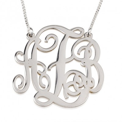 Sterling Silver Split Chain Monogram Necklace 1.2"