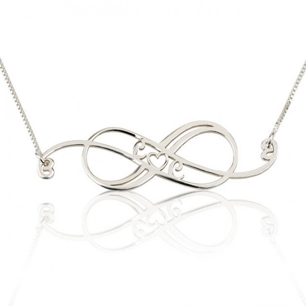 Sterling Silver Swirly Initial Infinity Necklace with chain