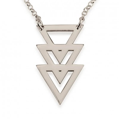 Sterling Silver Triple Stacked Triangle Necklace, Interlocking triangle Necklace, Arrow Necklace, Geometric Necklace