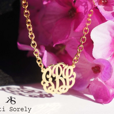 Sterling Silver, Yellow or Rose Gold - Monogram Initials Necklace with Large Link Chain (Order Any Initials)
