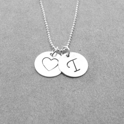 T Heart Necklace, Initial Necklace, Sterling Silver Monogram Necklace, Large Initial Pendant, Letter T Necklace, Charm Necklace, T Charm