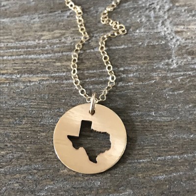 Texas Charm Necklace | State of Texas Necklace | Texas Pendant | Texas Necklace | Texas Pride Necklace in Sterling Silver and Gold Fill