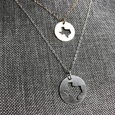 Texas Charm Necklace | State of Texas Necklace | Texas Pendant | Texas Necklace | Texas Pride Necklace in Sterling Silver and Gold Fill