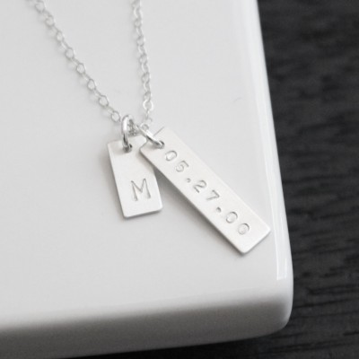 Tiny Initial Necklace, Dainty Necklace, Date & Initial Necklace, Personalized Necklace, Custom Jewelry, New Mom Gift, Graduation Gift
