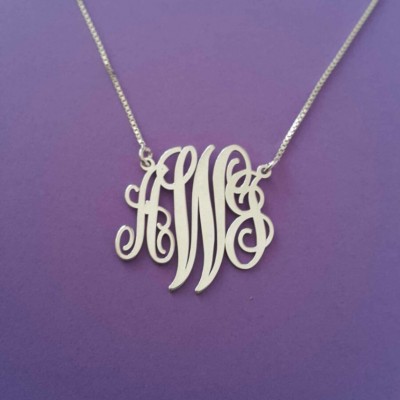 Tiny Monogram Necklace 3 Initial Mongram Necklace Xmas Gift For Her White Gold Small Monogram Necklace Name Christmas Gifts Mongram Chain