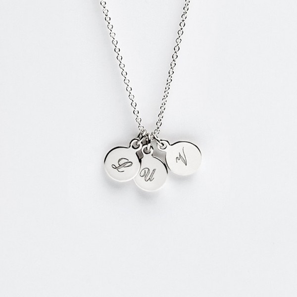 Tiny Three Disc Initial Necklace - Personalized Charm Pendant - Sterling Silver - Engravable Gifts - Simple Minimalist Jewelry LITTIONARY