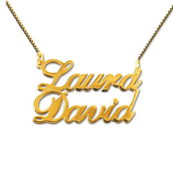 Two Name Necklace in 18K Gold Plated over Silver 0.925