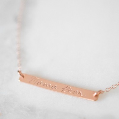 Two-Sided Custom Bar Necklace • 14k Rose Gold Sterling Silver • Hand Stamped Engraved Monogram Jewelry • Personalized Gift for Her
