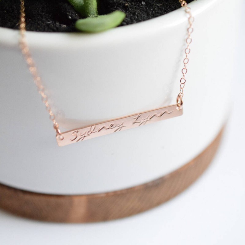 Personalized Necklace Sterling Silver Monogram Personalized Jewelry,Bar Necklace Monogrammed  Sterling Silver Bar Necklace Gift for Her