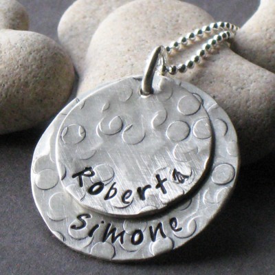 Two Wishes - personalized necklace, hand stamped jewelry, mommy brag necklace - Christina Guenther