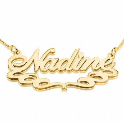 Underlined Name Necklace Decorative Line 24k Gold Plating - Custom Name Necklace - Personalized Name Jewelry - Christmas Gift