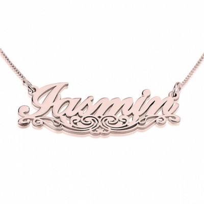 Underlined Name Necklace Swirl Line Rose Gold Plating - Custom Name Necklace - Personalized Name Jewelry - Christmas Gift