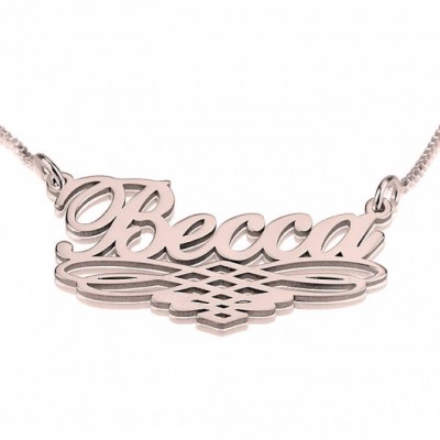 Underlined Name Necklace Weave Line Rose Gold Plating - Custom Name Necklace - Personalized Name Jewelry - Christmas Gift