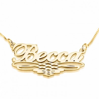 Underlined Name Weave Decorative Line 24k Gold Plating - Custom Name Necklace - Personalized Name Jewelry - Christmas Gift