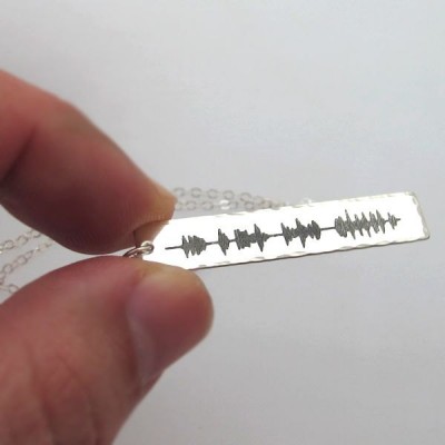 Unique Gift Ideas - Soundwave Necklace - Custom Sound Wave Pendant - Narrow Soundwaves Bar - Personalized Jewelry - Unusual gifts - waveform