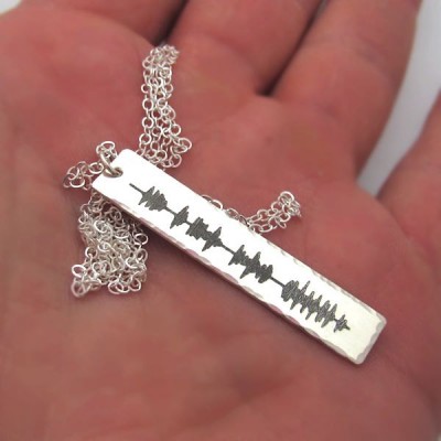 Unique Gift Ideas - Soundwave Necklace - Custom Sound Wave Pendant - Narrow Soundwaves Bar - Personalized Jewelry - Unusual gifts - waveform