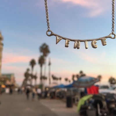 Venice necklace, Venice Beach Jewelry, Venice Sign, California Necklace, .925 Sterling Silver