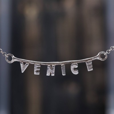 Venice necklace, Venice Beach Jewelry, Venice Sign, California Necklace, .925 Sterling Silver