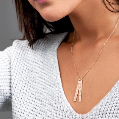 Vertical Bar Necklace, Custom Coordinates, Custom Initial Necklace, Bridesmaid Gift, Bridesmaid Necklace, Mother's Day Jewelry
