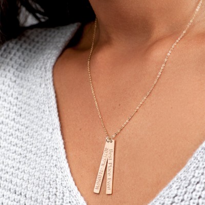 Vertical Bar Necklace, Custom Coordinates, Custom Initial Necklace, Bridesmaid Gift, Bridesmaid Necklace, Mother's Day Jewelry