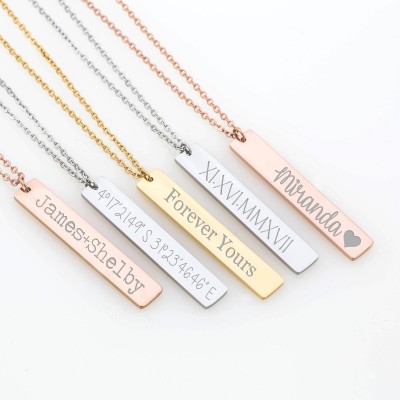Vertical Bar Necklace Mother Daughter Necklace for Mom Necklace with kids names Mother son necklace mom from daughter Mother Daughter gift