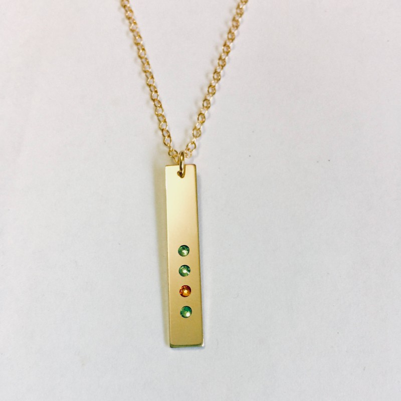 First & Middle Name with Birthstone Bar Necklace - aka originals