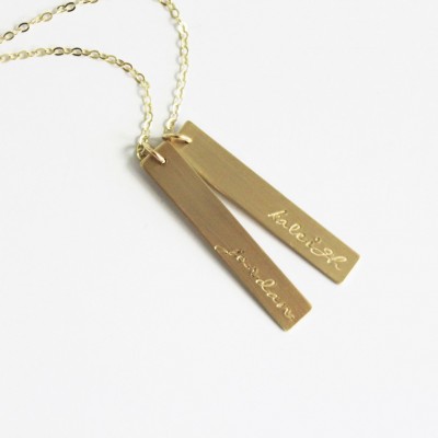 Vertical Gold Bar necklace, Long Necklace, Personalized Necklace, Gold Necklace, Customized Name, Personalized Jewelry, Name Necklace