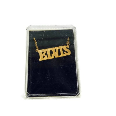 Vintage Elvis Nameplate Necklace // Elvis Name Necklace // 1977 Boxcar Elvis Necklace
