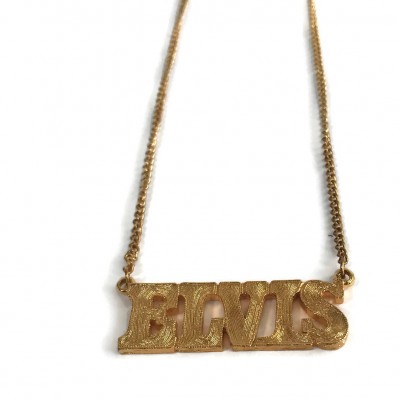 Vintage Elvis Nameplate Necklace // Elvis Name Necklace // 1977 Boxcar Elvis Necklace