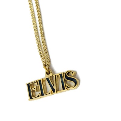 Vintage Elvis Pendant Necklace Jewelry namwplate  necklace 18"