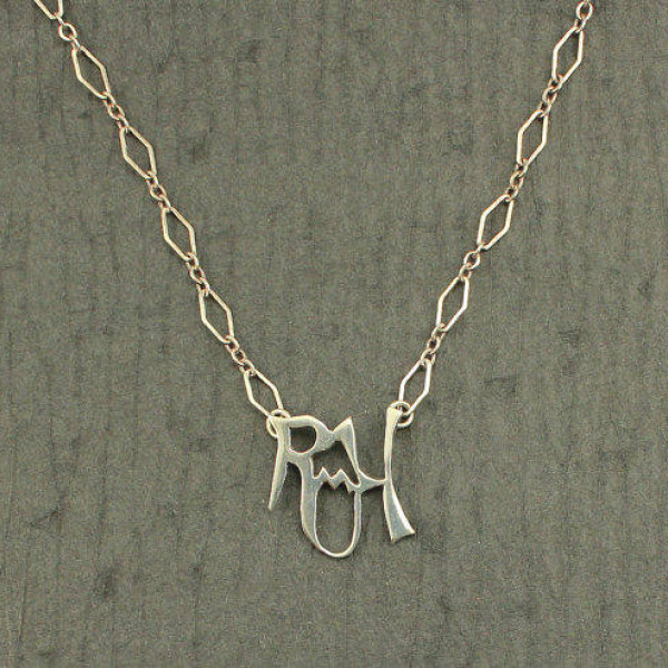 Vintage Sterling Silver Initial Pendant Letters R M H With Chain