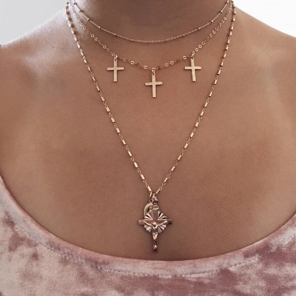 Virgin Mary necklace, cross necklace, 14k GF necklace, Religious necklace,  Gold jewelry