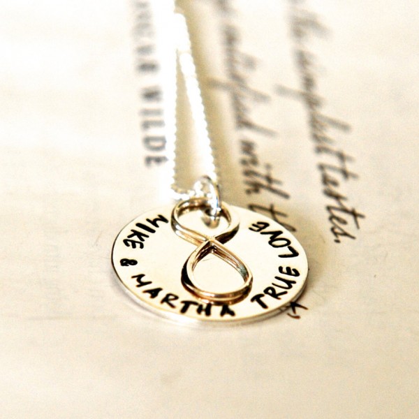Wedding Gift For Wife, Infinity Necklace, Hand Stamped Names, Hand Stamped Jewelry, Personalized For Wife, Anniversary Gift For Her