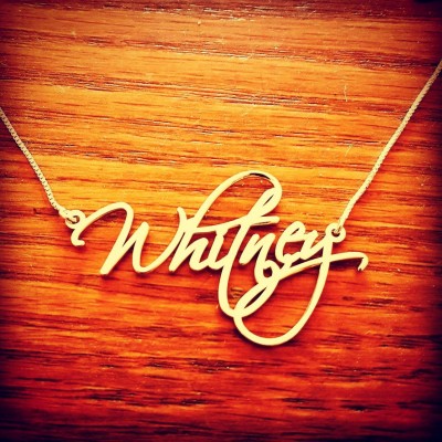 Whitney Necklace 18k Gold Plated Name Necklace With My Name Pretty Little Liars Necklace Personalized Signatur Nameplate ORDER ANY NAME