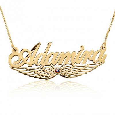 Wing Name Necklace New Personalized colorful Swarovski Crystal Pendant Charm Women Angel Wing Jewelry Gift