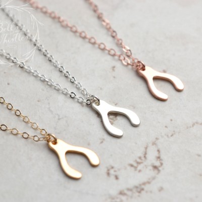 Wishbone Diamond Necklace Set, Personalized Initial Necklace, bridesmaid gifts, birthday gift, diamond necklace, wishbone necklace