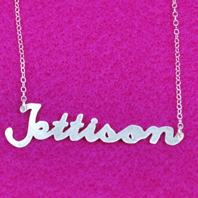 Word Necklace: Jettison--Hand Cut Recycled Silver on Chain