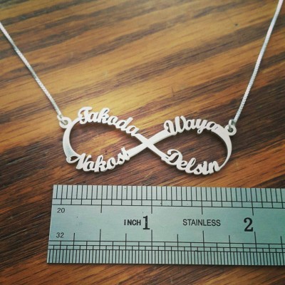 XLARGE Infinity Style Name  Necklace Friendship Necklace Eternal Love Infinity Sign for Infinity Celebrity Fashion Silver Name Necklace