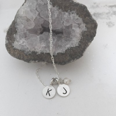 XO - Two Tiny Discs  - Sterling Silver Stamped With Your Initial or your name in Hebrew or English - simag