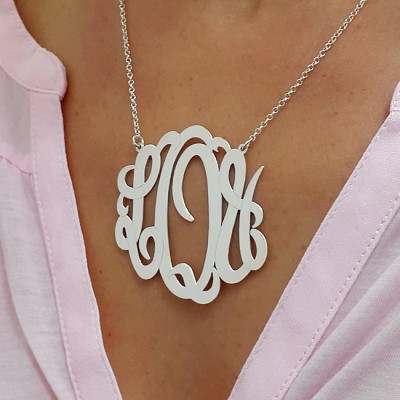 XXL Statement Necklace - Monogram Initials Necklace - 2 inch - 925 Sterling Silver - Any initials you wish