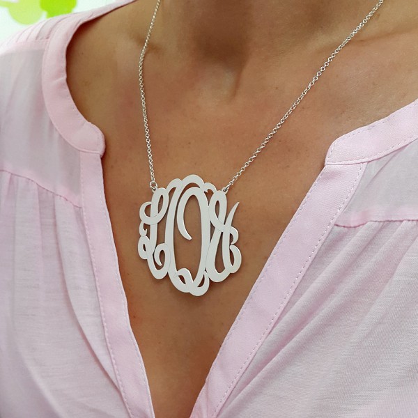 XXL Statement Necklace - Monogram Initials Necklace - 2 inch - 925 Sterling Silver - Any initials you wish