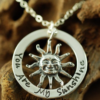 You are my sunshine Necklace, Hand Stamped Jewelry, Personalized Jewelry, Gift for Daughter, Mother's Day Gift, Gift for Mom, Gift for Her