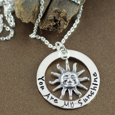 You are my sunshine Necklace, Hand Stamped Jewelry, Personalized Jewelry, Gift for Daughter, Mother's Day Gift, Gift for Mom, Gift for Her