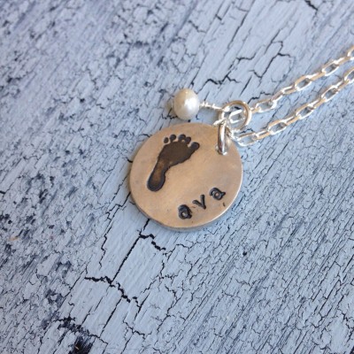 Your Baby's Footprint Circle Pendant In Fine Silver, Keepsake Footprint, Mothers Day